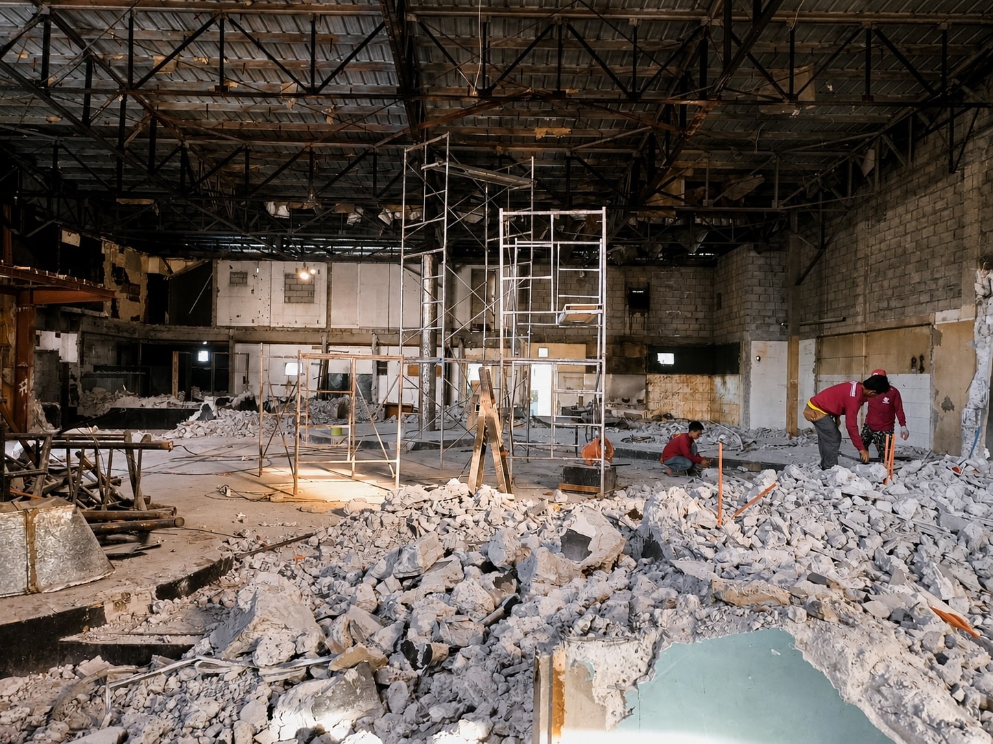 Commercial interior demolition in progress — renovation and rebranding works